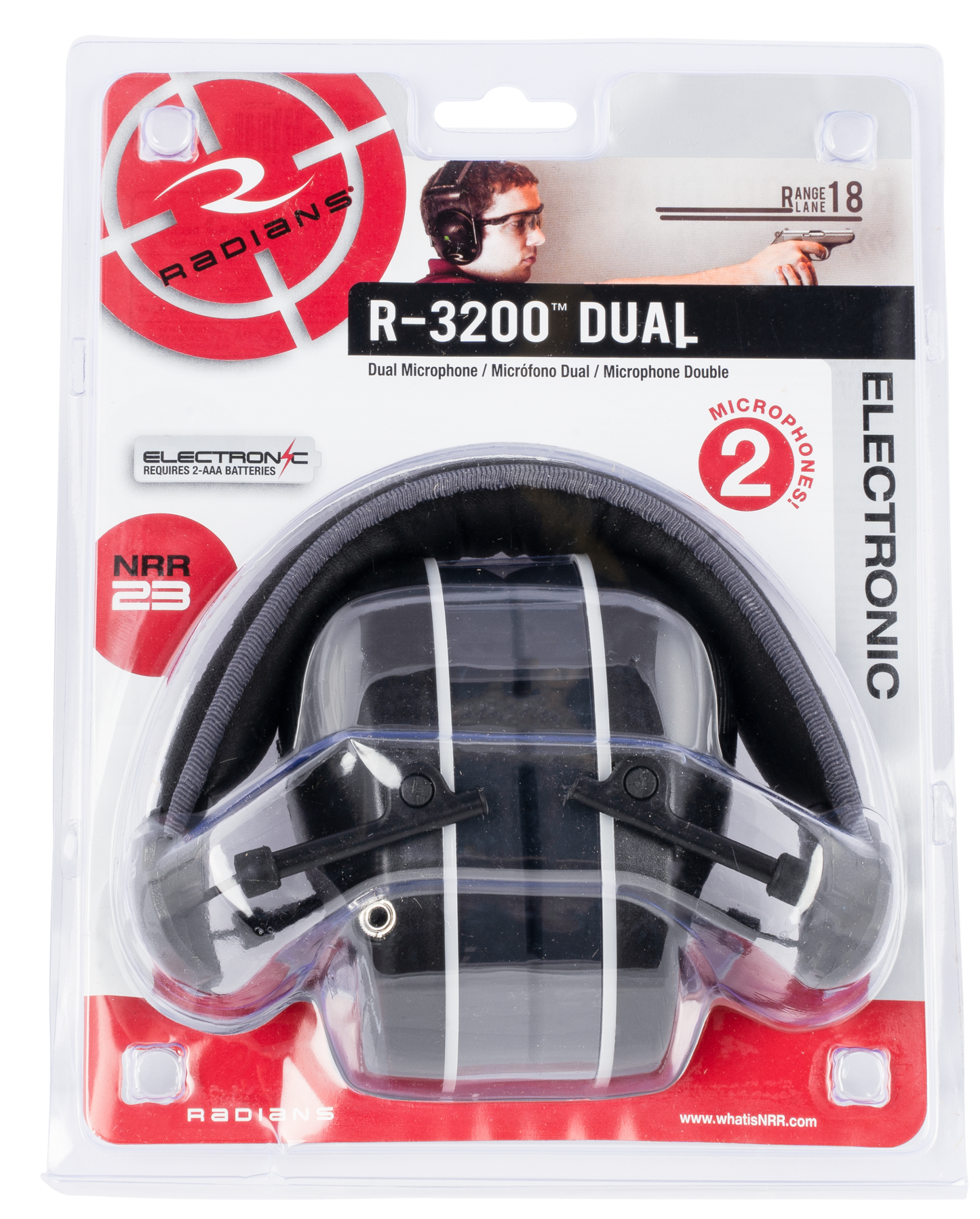 Radians R-3200, Rad R3200ecs  Dual Mic Elec Muffs Blk/gray