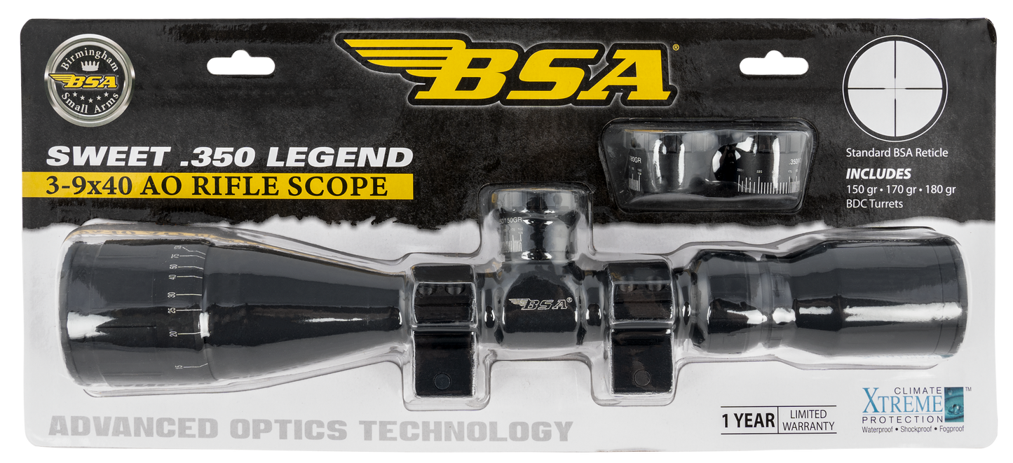Bsa Sweet, Bsa 350-39x40aowrtb   Sweet 350   3-9x40ao W/rng