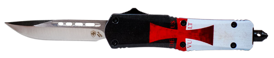 Templar Knife Templar Flag, Temp Stk332  Smll  Templar Flag Drop Point Silver
