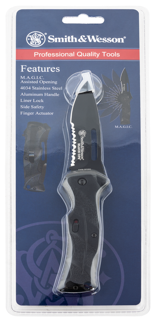 Sw Knives Smith & Wesson, Swk  Swblop2bscp Blackops 40% Serrated