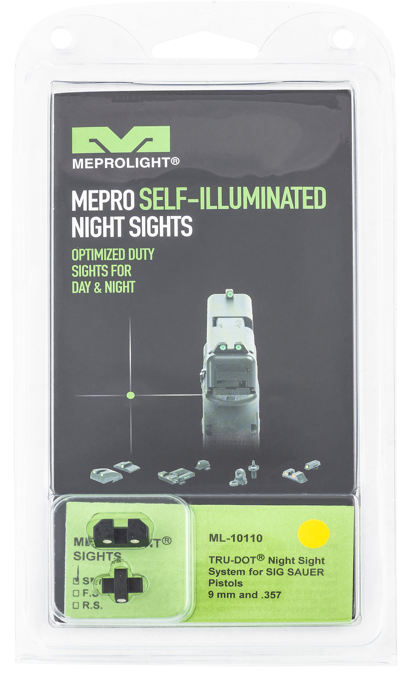 Mepro Usa Llc Mepro Tru-dot Fixed Sights, Mepro 101103201  Trudot Sig P226/320/365   Grn/ylw