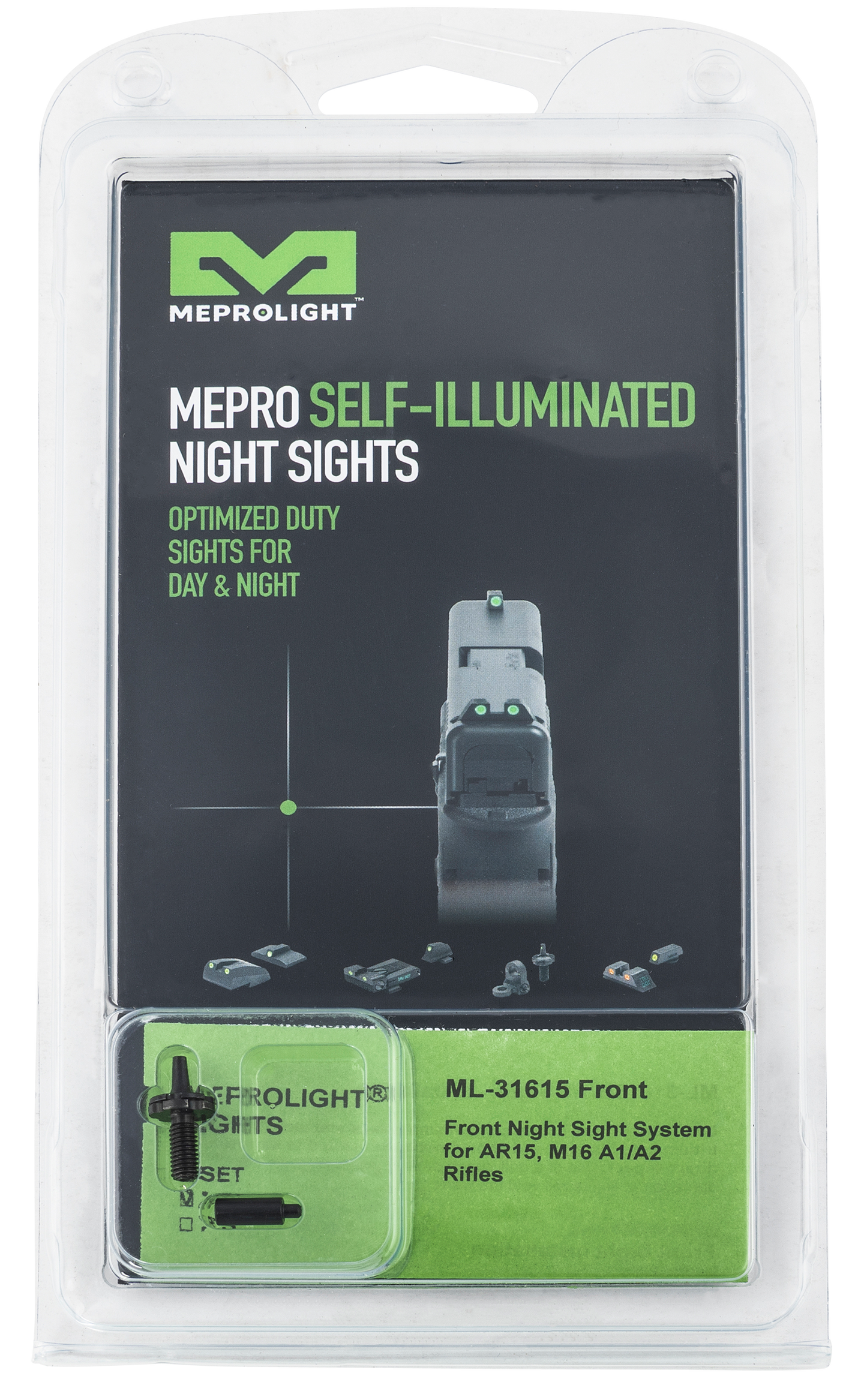 Mepro Usa Llc Mepro Tru-dot Ar15/m16/m4 Sights, Mepro 1316153101  Trudot Ar15             Grn Frnt