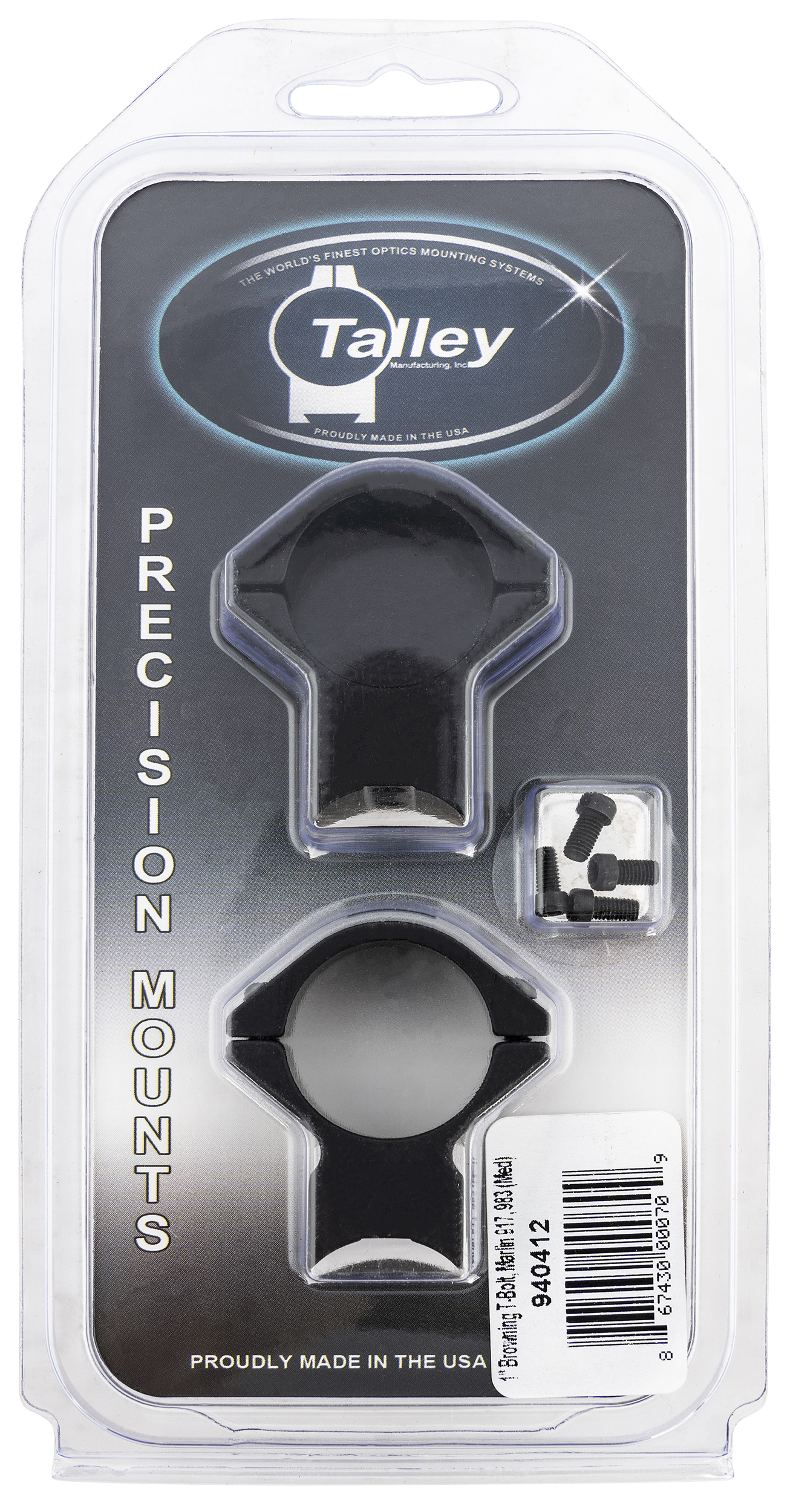 Talley Scope Ring Set, Tal 940412    1" Browning T-bolt (med)
