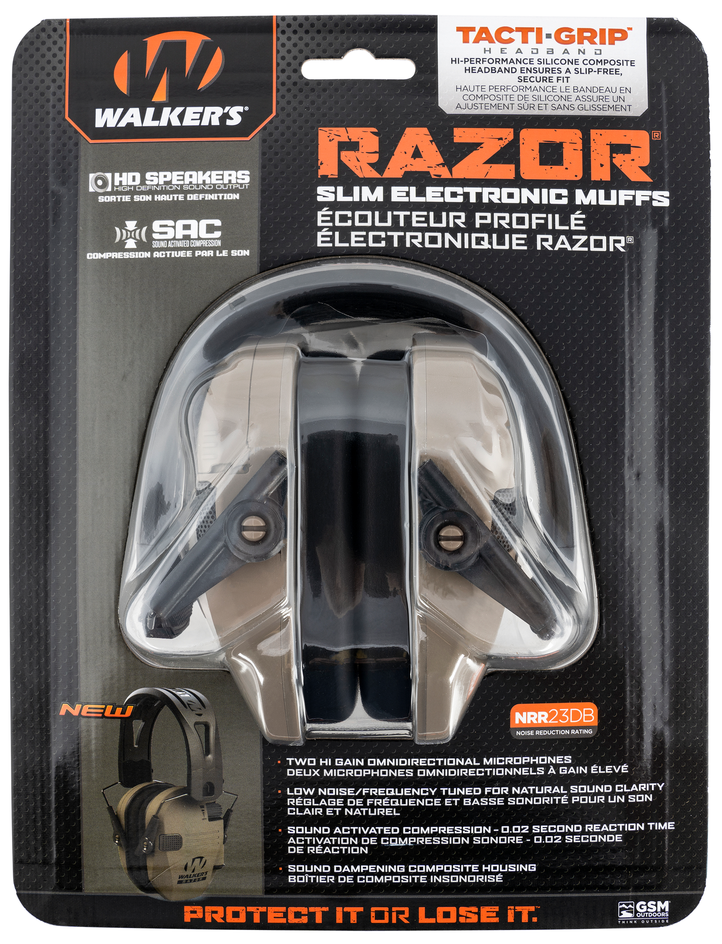 Walkers Game Ear Razor, Wlkr Gwp-rsemrh-fde  Razr Muff Tacti-grip Fde