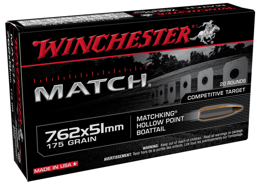 Winchester Ammo Match, Win S76251m   7.62x51    175 Bthp            20/25