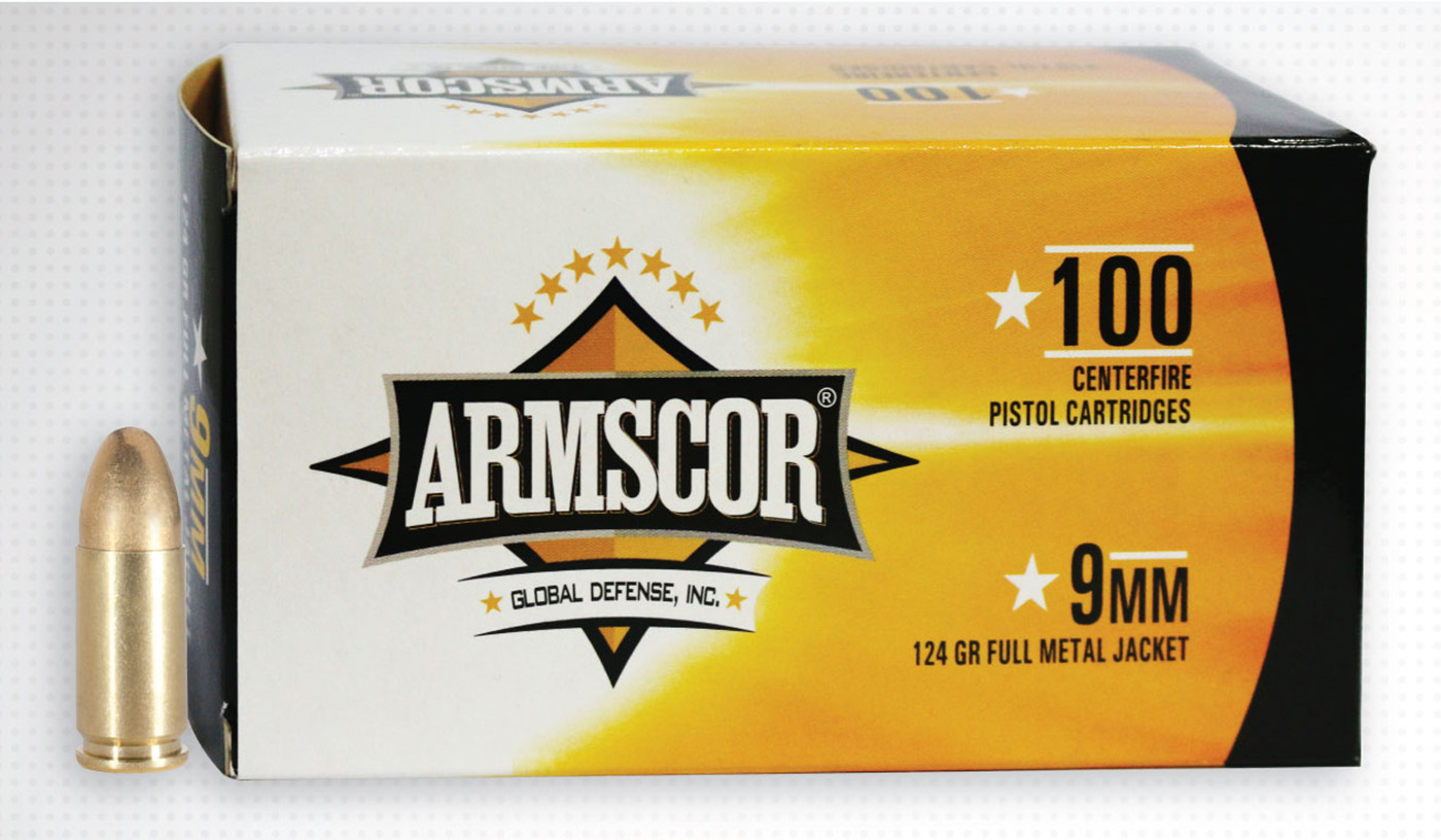Armscor Pistol Ammo, Arms 50445 9mm 124gr Fmj - Vp 100rd Box     100/12