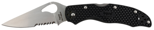 Spyderco Byrd, Spy By01psbk2  Byrd Harrier 2  Blk Frn Pln/serr