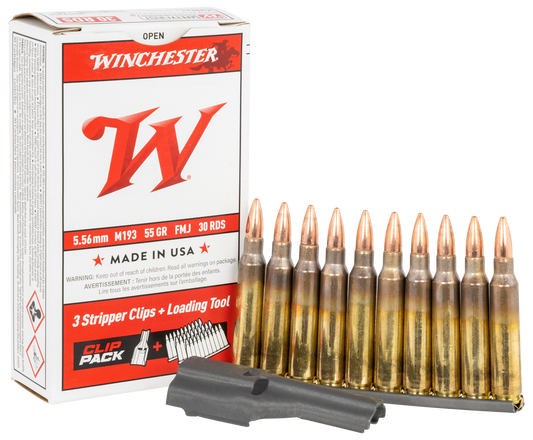 Winchester Ammo Usa, Win Wm193cp M193 W/stripper Clips 55 Fmj     30/20