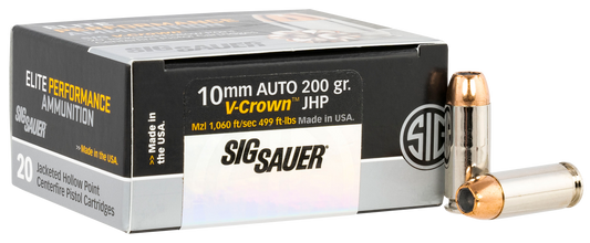 Sig Sauer Elite V-crown, Sig E10mm200-20  10mm V-crown Jhp 200 Grain  20/10