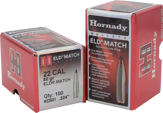 Hornady Eld Match, Horn 22831  Bull .224  80 Eld-m             100-25