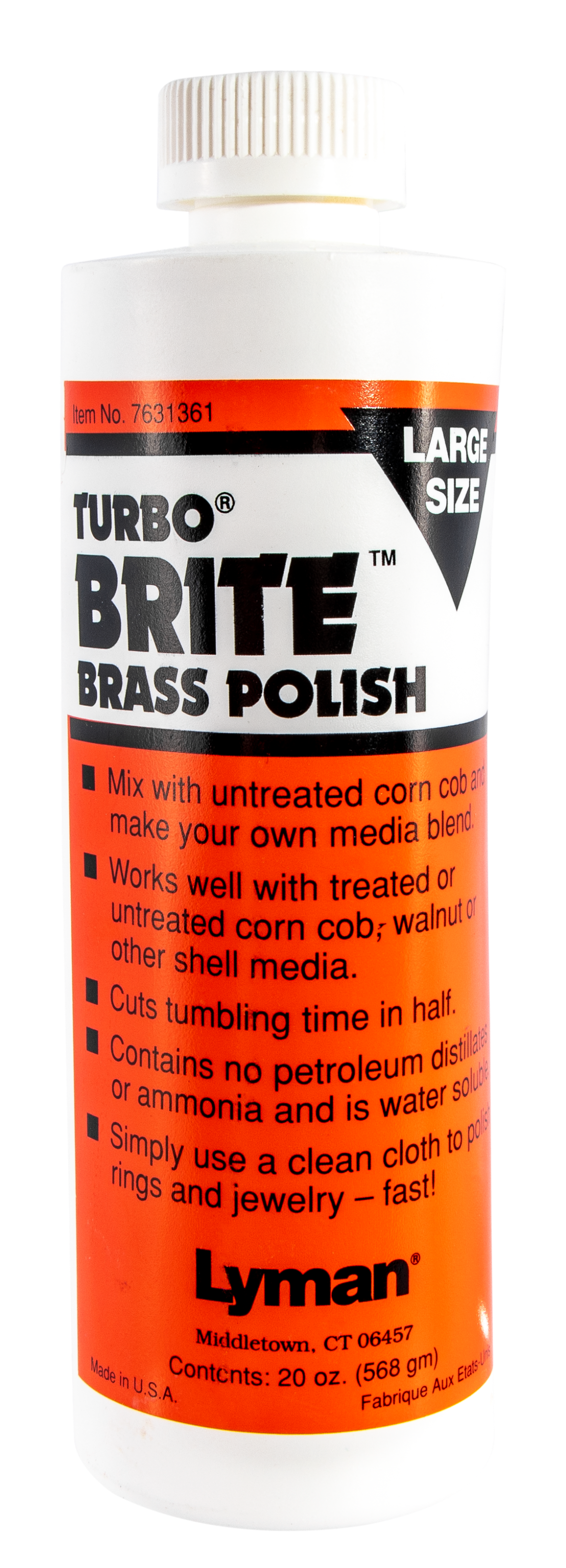 Lyman Turbo, Lym 7631361 Turbo Brite Brass Pol 20oz