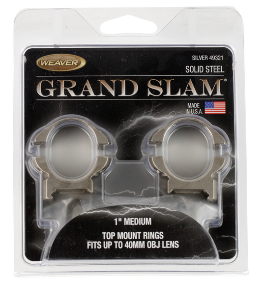 Weaver Mounts Grand Slam, Weav 49322 Grandslam Rngs 1in Hi  Slvr