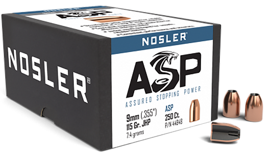 Nosler Assured Stopping Power, Nos 44848 Bulk Hndgn  9mm 115 Jhp   250
