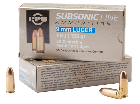 Ppu Subsonic, Ppu Pps9mm      9mm Lug Sub 158 Fmj          50/20