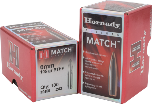 Hornady Match, Horn 2458   Bull .243 105 Bthp-m            100-25