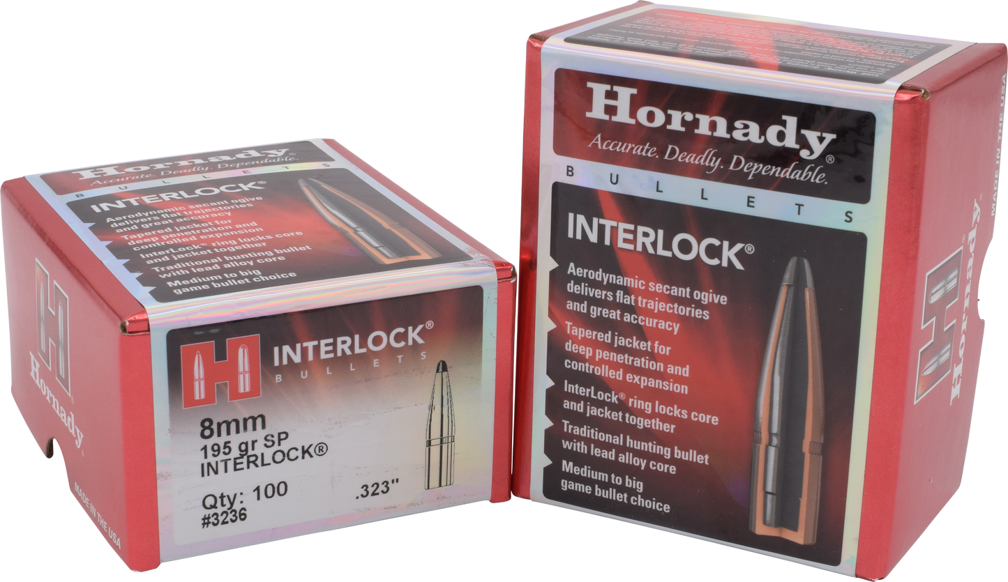 Hornady Interlock, Horn 3236   Bull .323 195 Sp                100/15
