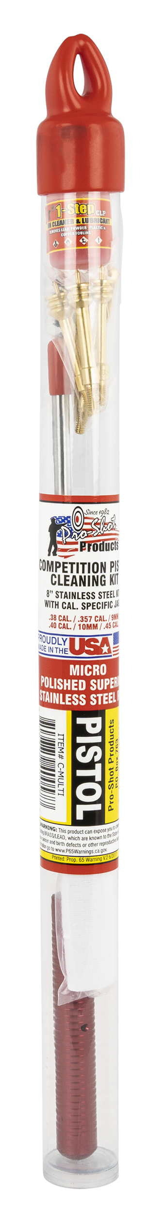Pro-shot Competition Pistol Tube Kit, Proshot C-multi       38-45c Pistol Cln Kit
