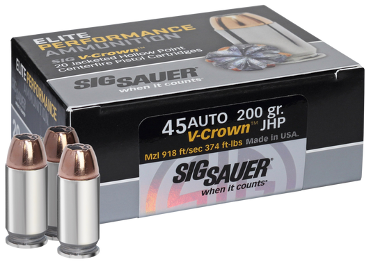 Sig Sauer Elite V-crown, Sig E45ap2-20     45      230 Jhp Vcrwn      20/10