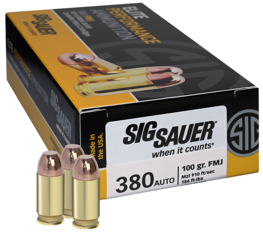 Sig Sauer Elite Ball, Sig E380b1-50     380     100 Fmj Elite      50/20