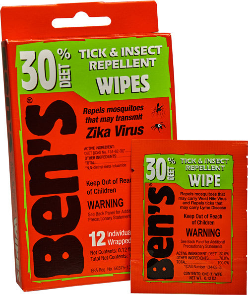 Arb Ben's 30 Insect Repellent - 30% Deet Wipes 12 Wipes Perbox