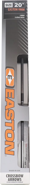 Easton Xbow Bolt 9mm Carbon - 20" W/3" Vanes Flat Back 6-pk