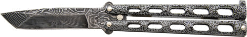 Bear & Son Butterfly Knife - 3.38" Silver Vein Damascus