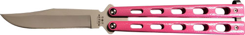 Bear & Son Butterfly Knife - 3.58" Pink/ss Clip Point