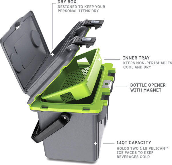 Pelican Coolers Im 14 Quart - Dkgray-green W-dry Storage