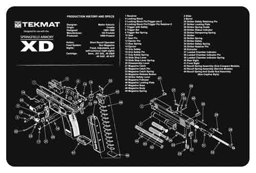 Tekmat Armorers Bench Mat - 11"x17" Springfield Xd Pistol!