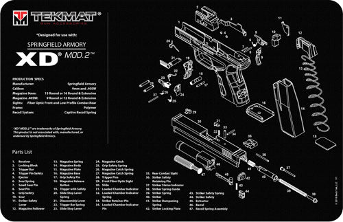 Tekmat Armorers Bench Mat - 11"x17" S-field Xd Mod2!