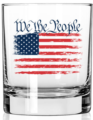 2 Monkey Whiskey Glass - We The People Flag