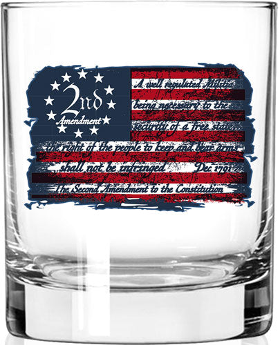 2 Monkey Whiskey Glass - 2nd Amendment Flag Glass