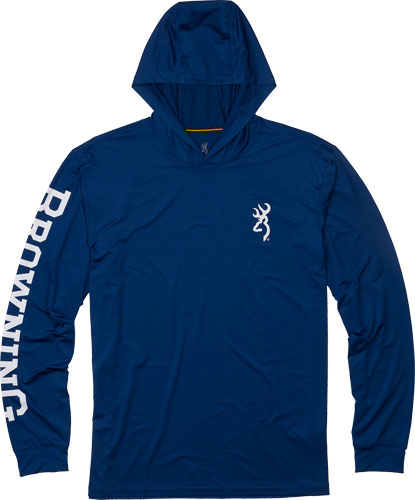Browning Hooded L-sleeve Tech - T-shirt Navy Blue Xl