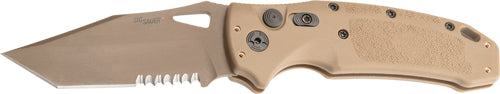 Hogue K320a M17 3.5" Auto Fldr - Tanto Part Serrated Poly Tan