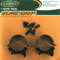 Weaver Rings Detachable Top - Mount Sure-grip 1" Med Black