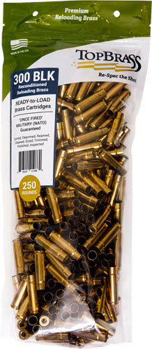 Top Brass Once Fired Unprimed - Brass .300 Aac 250ct Pouch