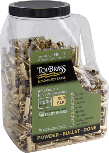 Top Brass Once Fired Unprimed - Brass .300 Aac 1000ct Jug