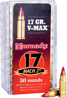 Hornady 17 Mach2 17gr V-max - 50rd 100bx/cs
