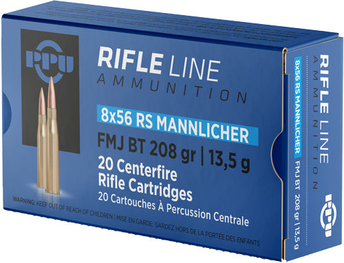 Ppu 8x56r Mannlicher 208gr Fmj - 20rd 10bx/cs
