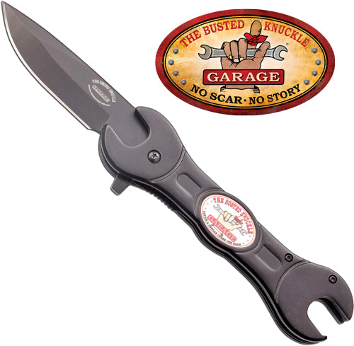 Mc Busted Knuckle 3" Drop - Point Folder Black/black