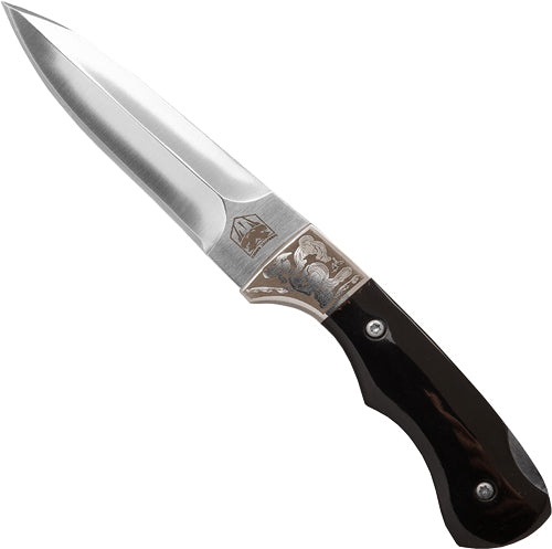 Cobratec Black Push Dagger 3" - Folder W/ Leather Sheath<