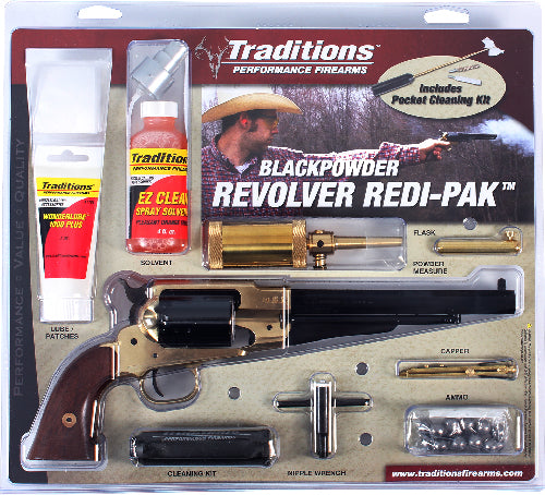 Traditions Bp Revolver 1858 - Rem .44 Cal Brass/wal Redi-pak