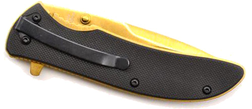 Guard Dog Knife Blk G10 Handle - Gold Blade Folder 3.5" Blade!
