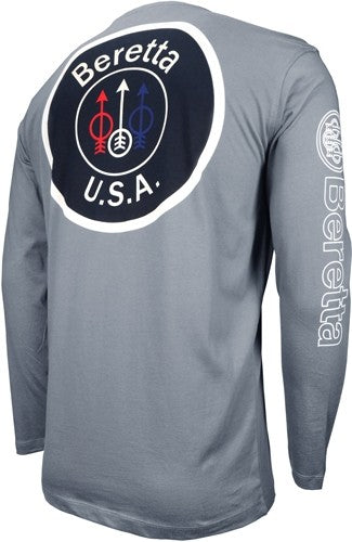 Beretta T-shirt Long Sleeve - Usa Logo Medium Dove Gray!