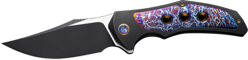 We Knife Magnetron 3.76" Black - Titanium Flame Inlay/blk Stnws