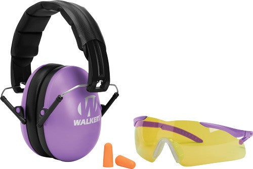 Walkers Muff Shooting Passive - Youth Glasses/plugs 27db Purp