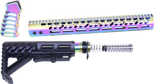 Guntec Ar15 Complete Furniture - Set Matte Rainbow Pvd Coated